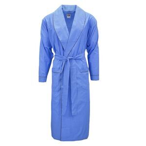 Andrew Scott Mens Blue Long Sleep Robe Premium Cotton Blend Woven Size S/M
